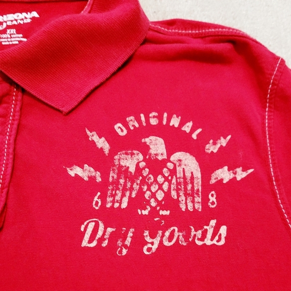 ARIZONA  Men's Y2K polo 100% Cotton Red Color Size XXL Large Logo On Back - Picture 4 of 10